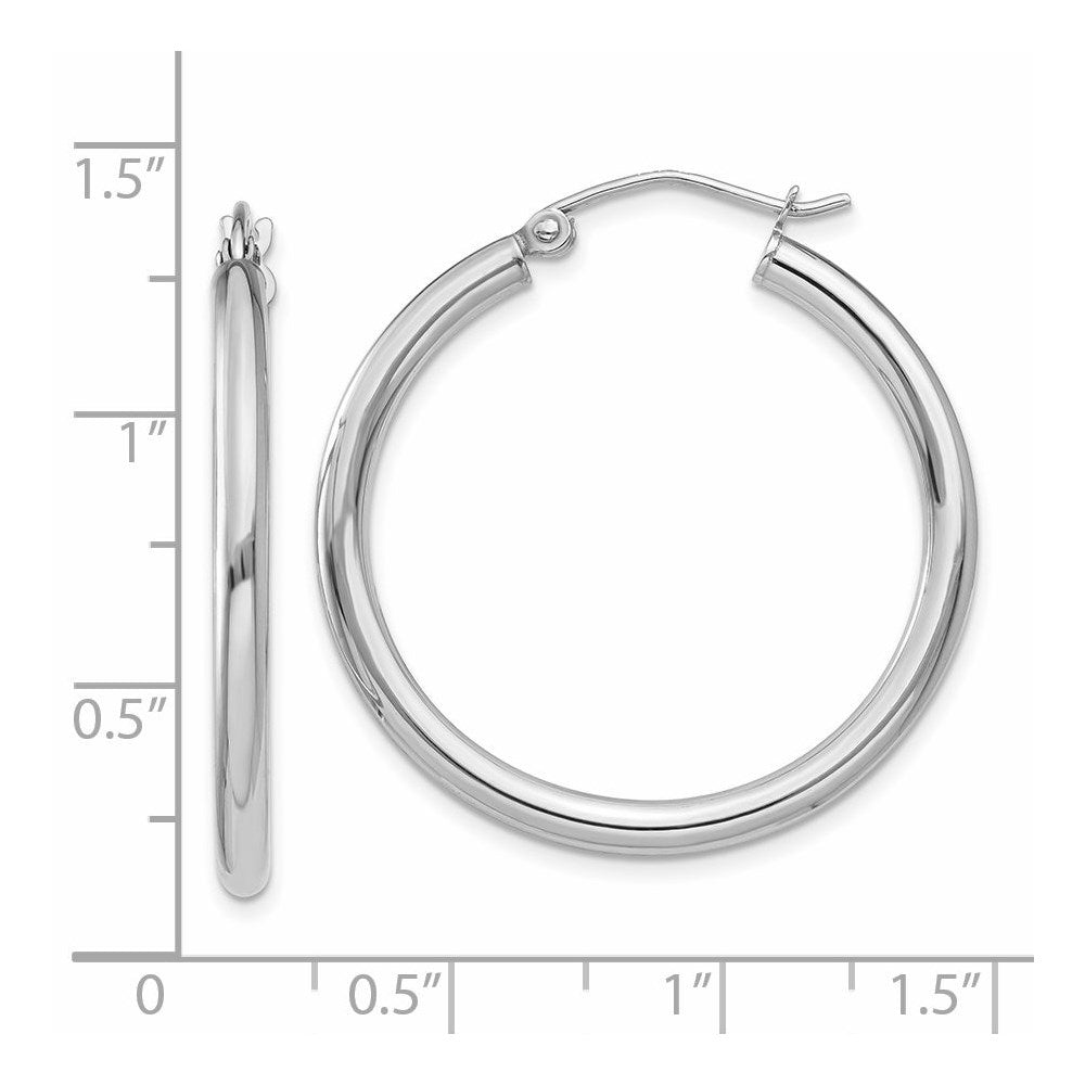 14K Weißgold Poliert 2.5mm Röhre Creolen