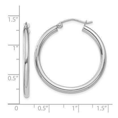 14K Weißgold Poliert 2.5mm Röhre Creolen