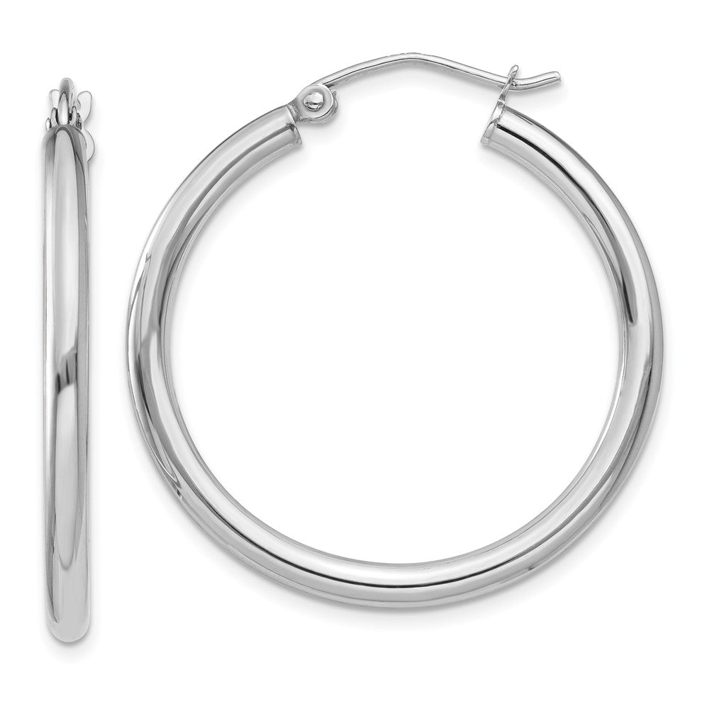 14K Weißgold Poliert 2.5mm Röhre Creolen