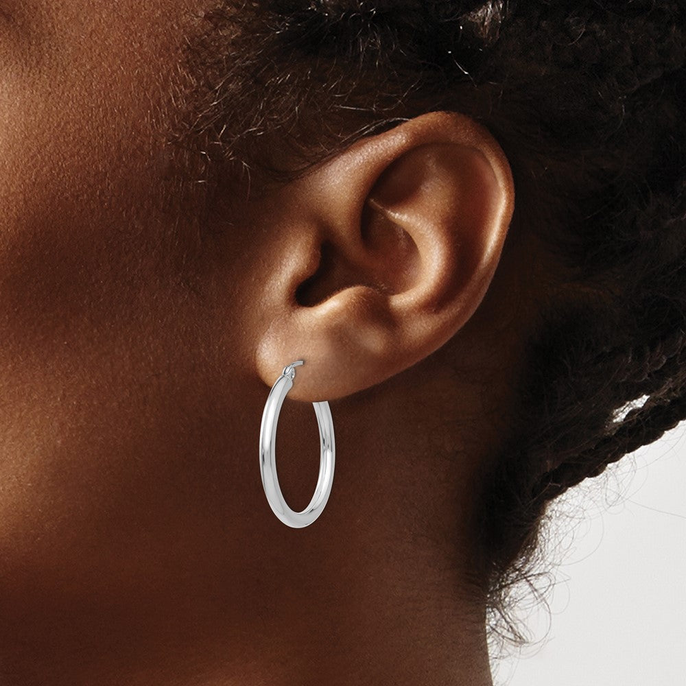 14K Weißgold Poliert 2.5mm Röhre Creolen