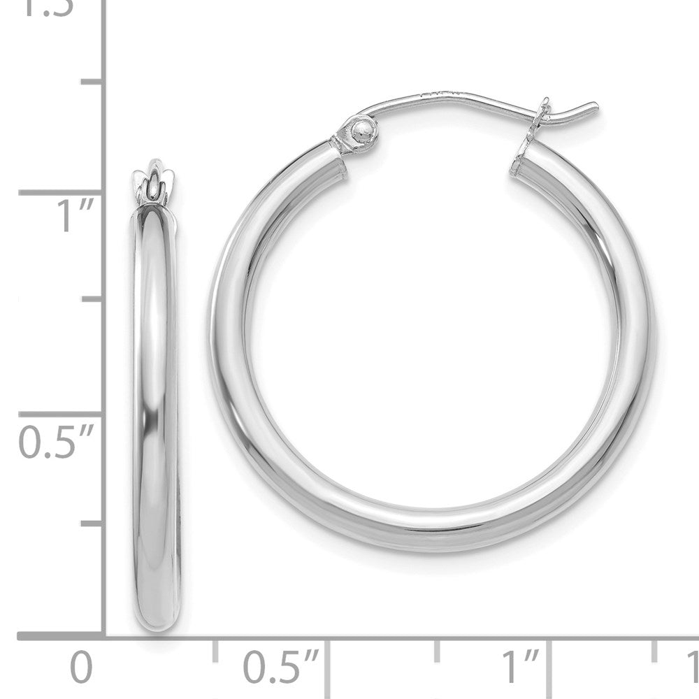 14K Weißgold Poliert 2.5mm Röhre Creolen