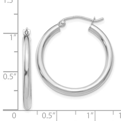14K Weißgold Poliert 2.5mm Röhre Creolen