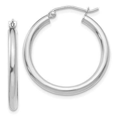 14K Weißgold Poliert 2.5mm Röhre Creolen