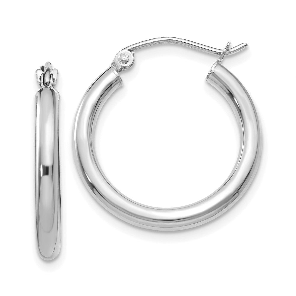 14K Weißgold Poliert 2.5mm Röhre Creolen
