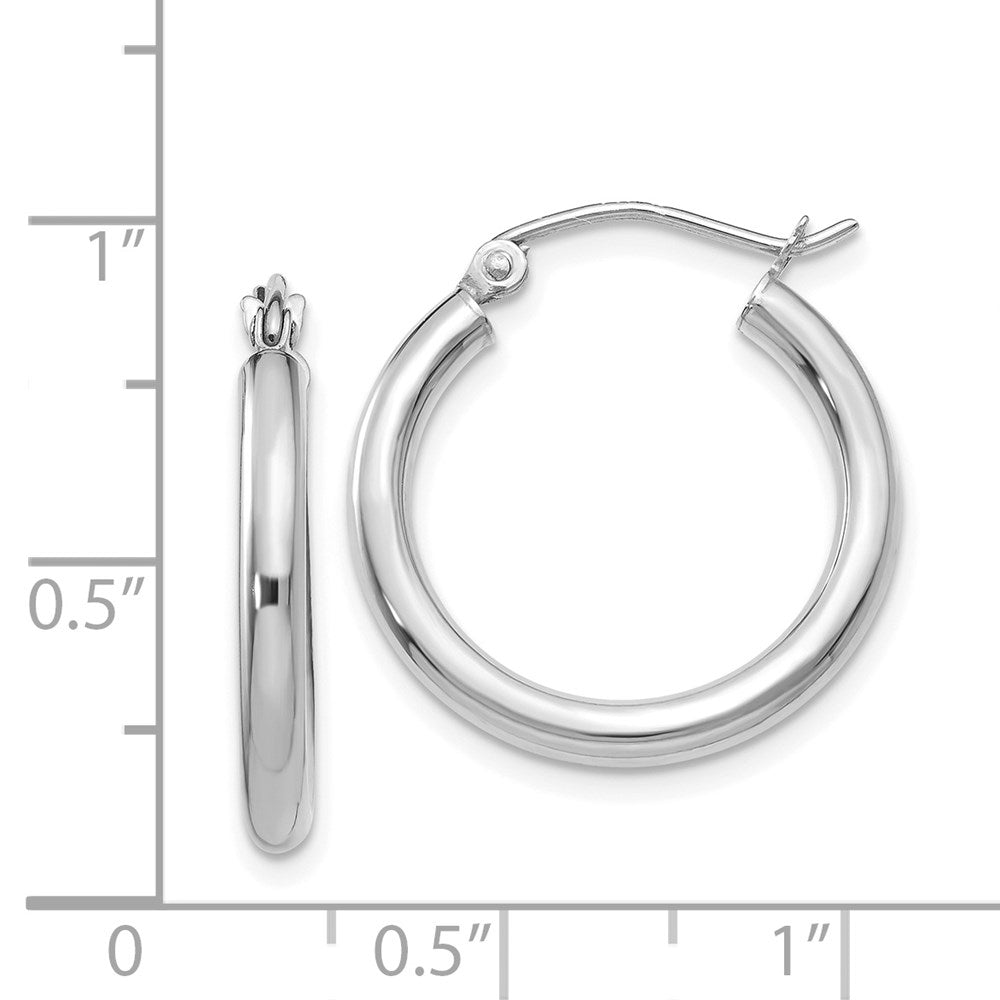 14K Weißgold Poliert 2.5mm Leicht Röhre Creolen