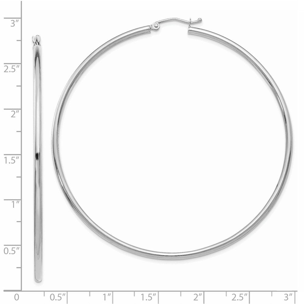 14K Weißgold Poliert 2.5mm Röhre Creolen
