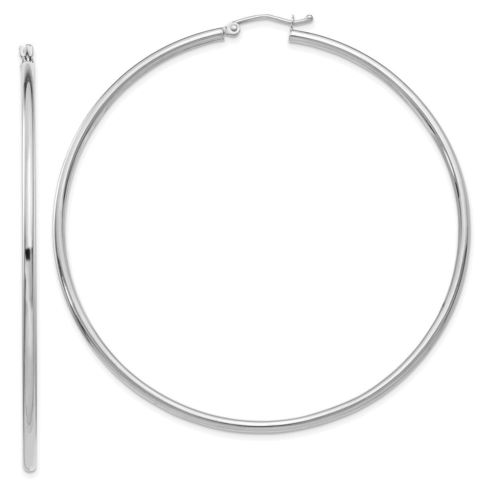 14K Weißgold Poliert 2.5mm Röhre Creolen