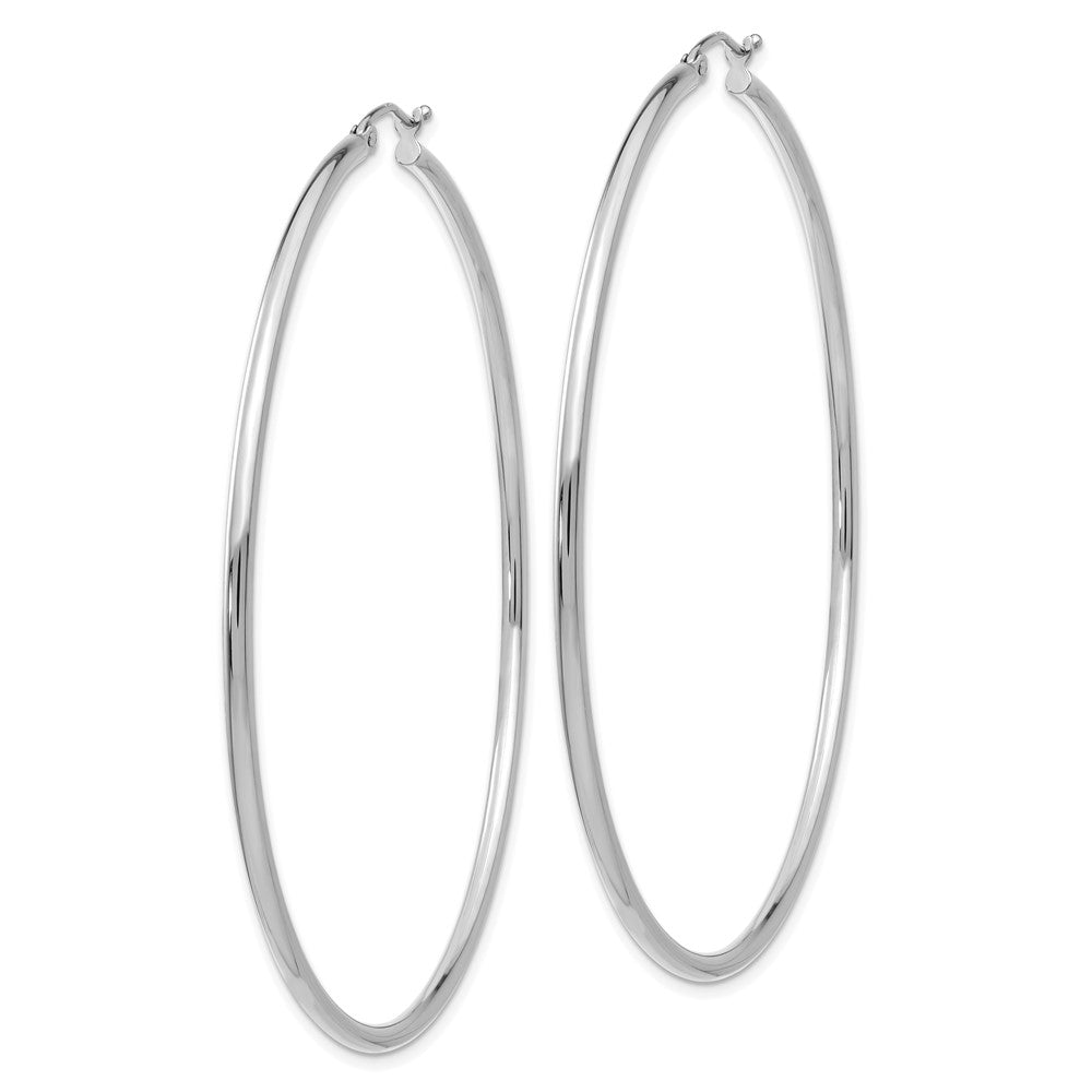 14K Weißgold Poliert 2.5mm Leicht Röhre Creolen