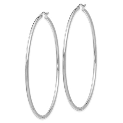 14K Weißgold Poliert 2.5mm Leicht Röhre Creolen