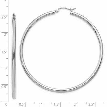 14K Weißgold Poliert 2.5mm Röhre Creolen