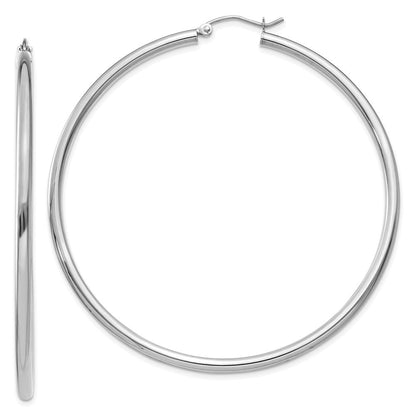 14K Weißgold Poliert 2.5mm Röhre Creolen