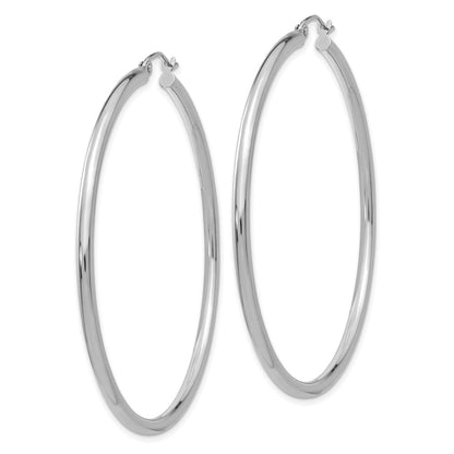 14K Weißgold Poliert 2.5mm Röhre Creolen