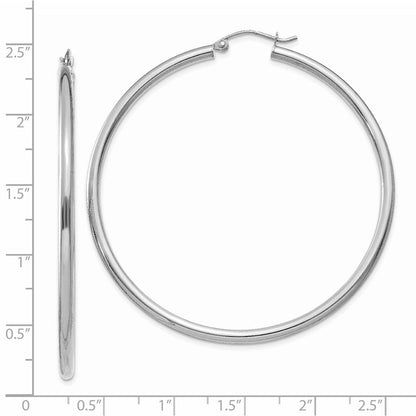 14K Weißgold Poliert 2.5mm Röhre Creolen
