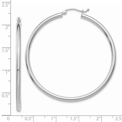 14K Weißgold Poliert 2.5mm Röhre Creolen