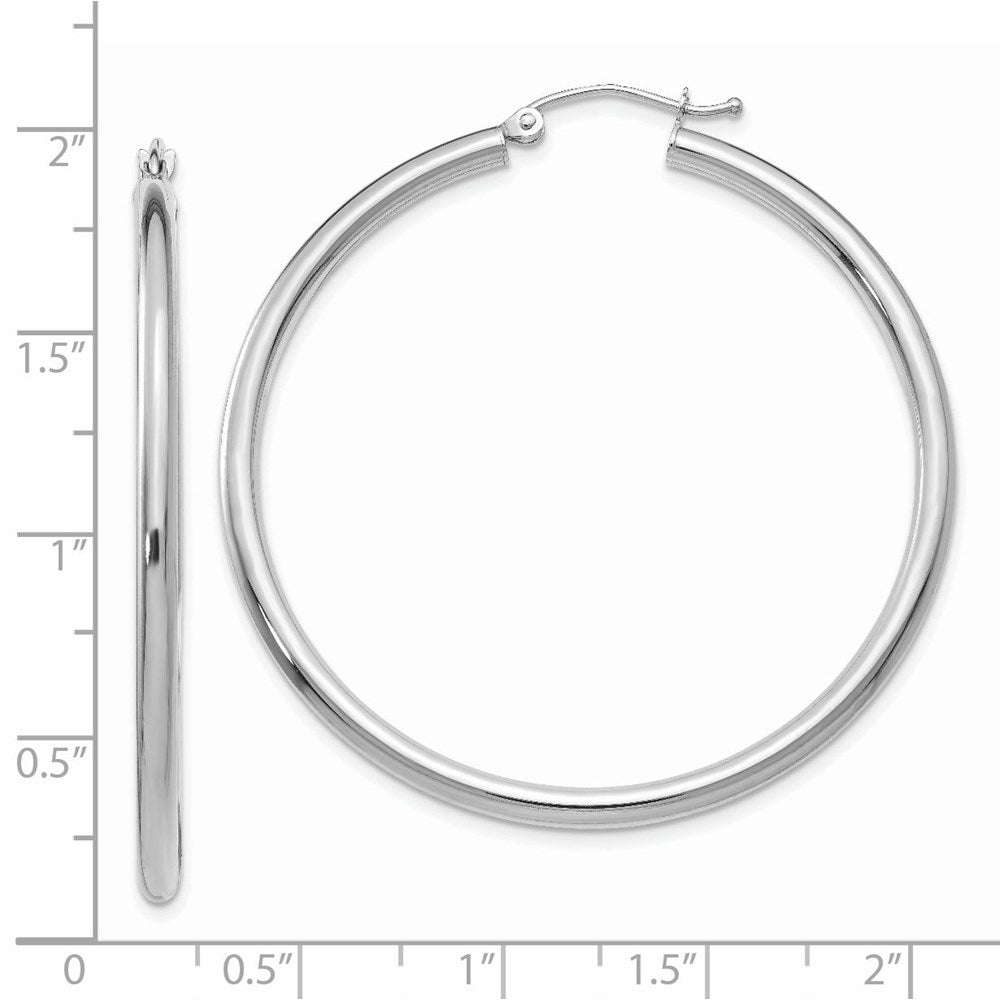 14K Weißgold Poliert 2.5mm Röhre Creolen