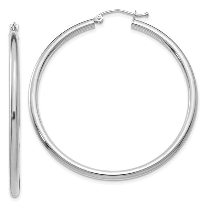 14K Weißgold Poliert 2.5mm Röhre Creolen