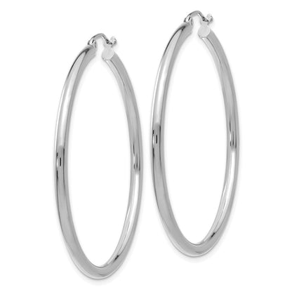 14K Weißgold Poliert 2.5mm Leicht Röhre Creolen