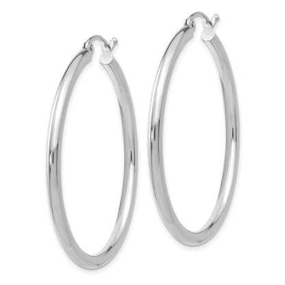 14K Weißgold Poliert 2.5mm Röhre Creolen