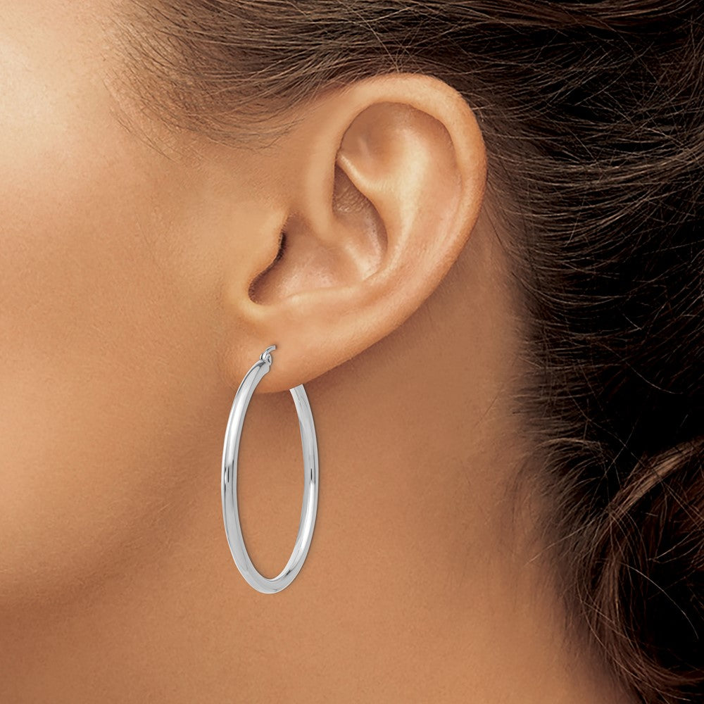 14K Weißgold Poliert 2.5mm Röhre Creolen