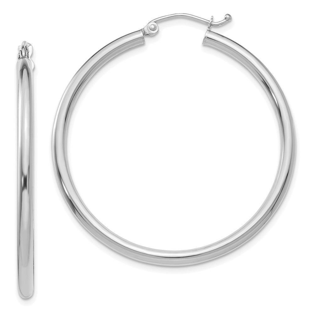 14K Weißgold Poliert 2.5mm Röhre Creolen