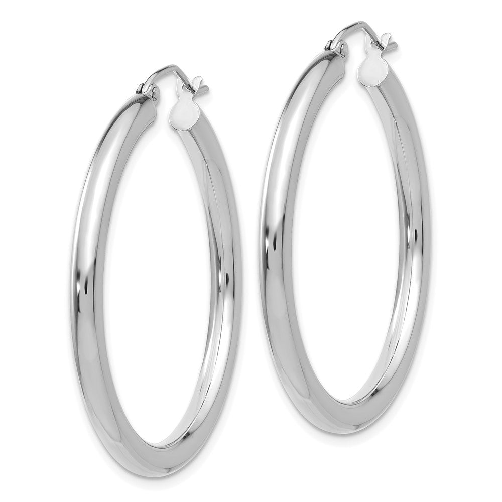 14K Weißgold Poliert 3mm Röhre Creolen