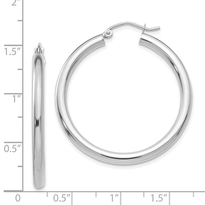 14K Weißgold Poliert 3mm Röhre Creolen