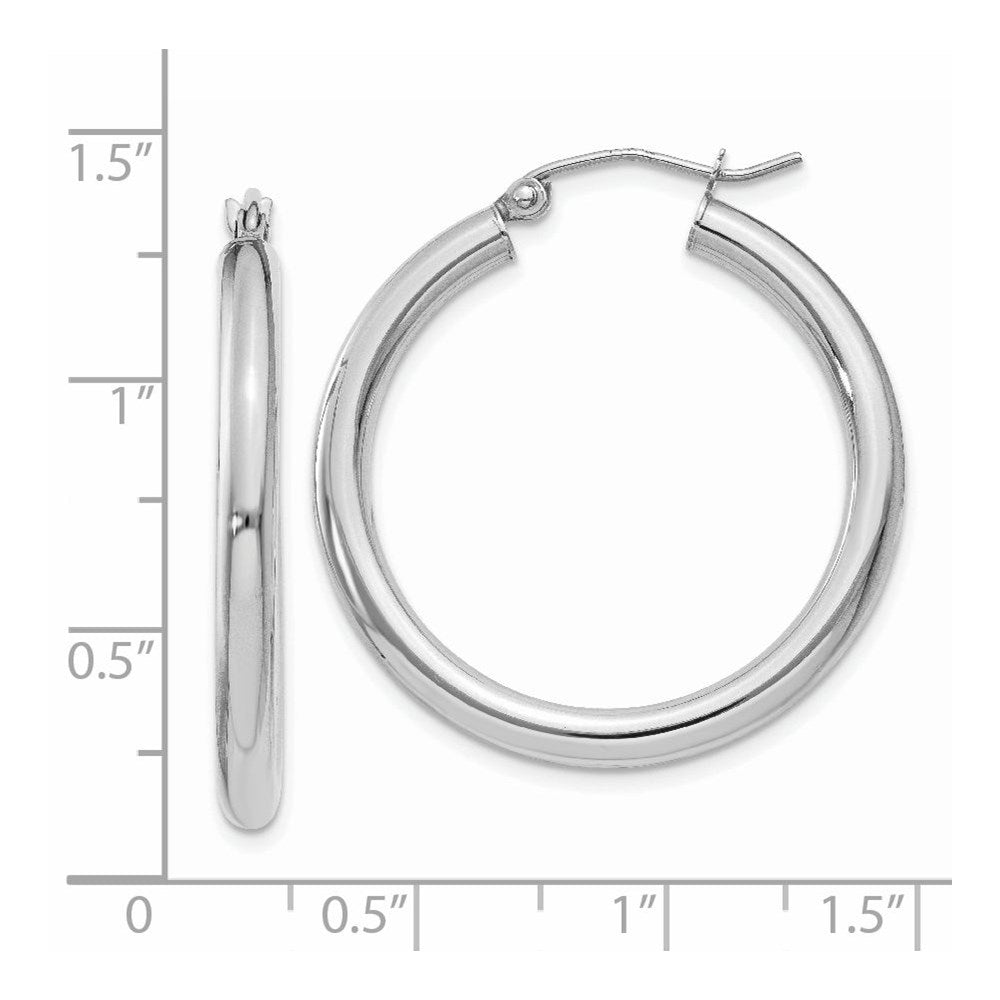 14K Weißgold Poliert 3mm Röhre Creolen