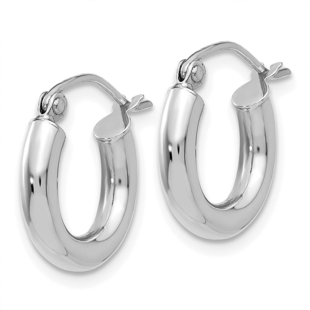 14K Weißgold Poliert 3mm Röhre Creolen