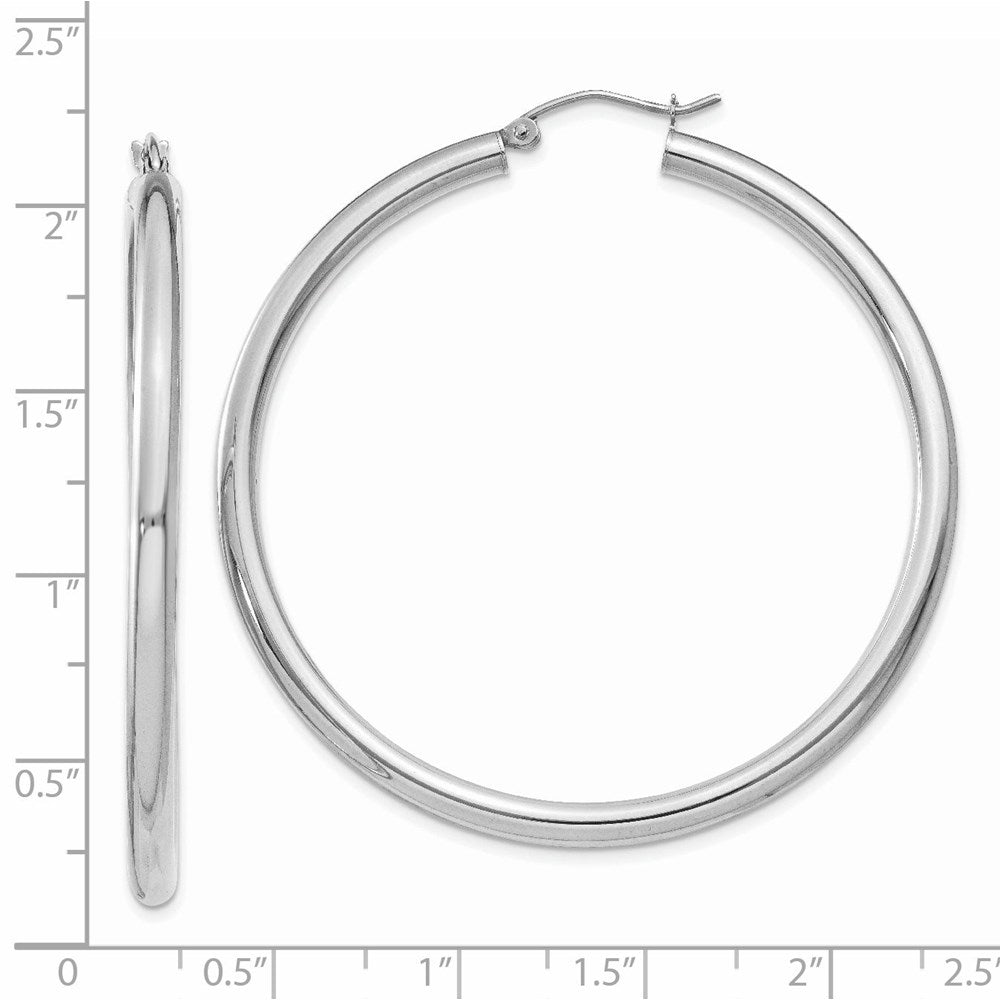 14K Weißgold Poliert 3mm Röhre Creolen
