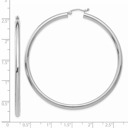 14K Weißgold Poliert 3mm Röhre Creolen