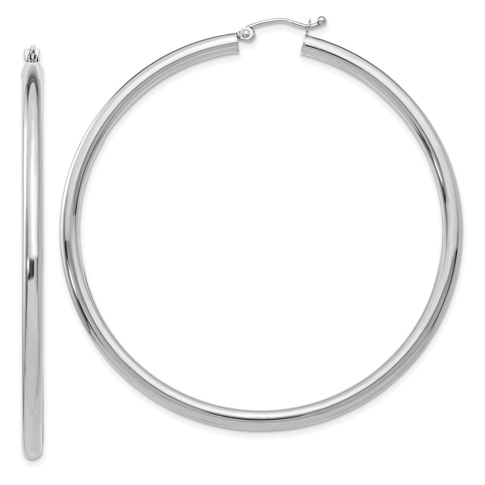 14K Weißgold Poliert 3mm Röhre Creolen