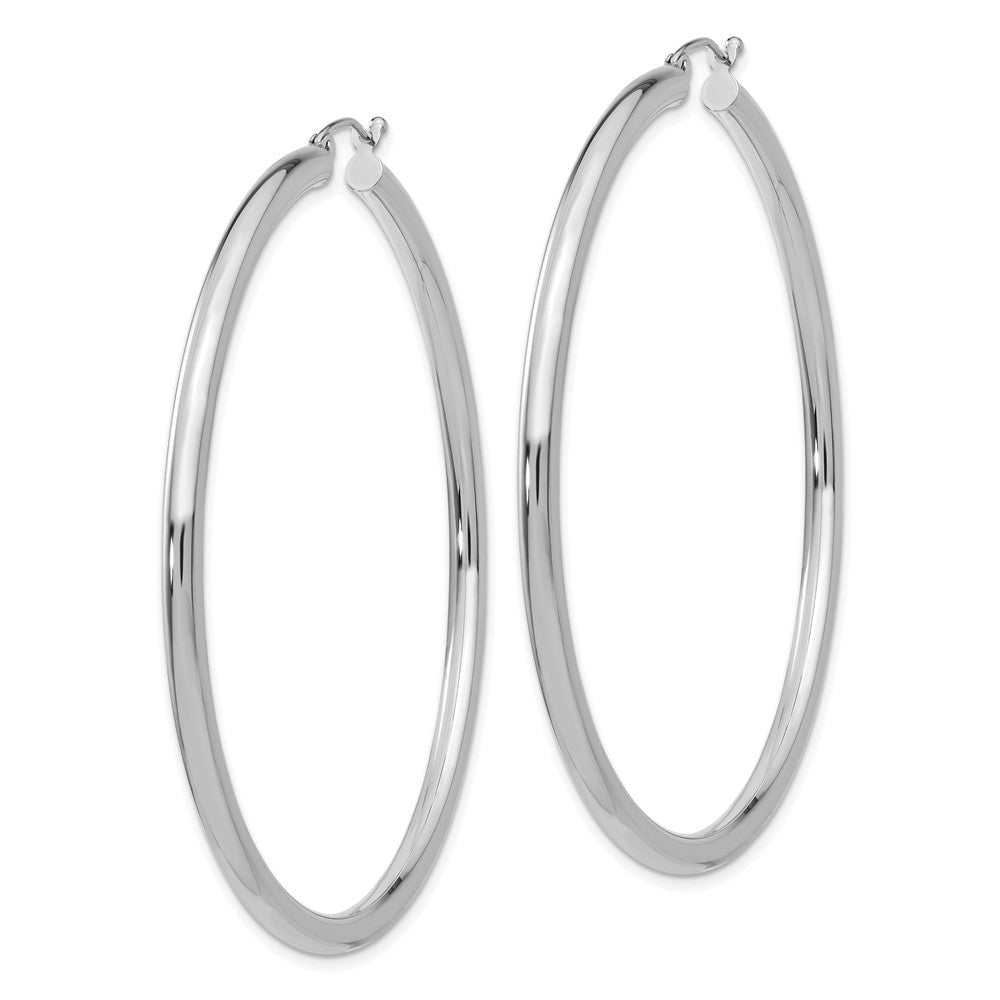 14K Weißgold Poliert 3mm Leicht Röhre Creolen