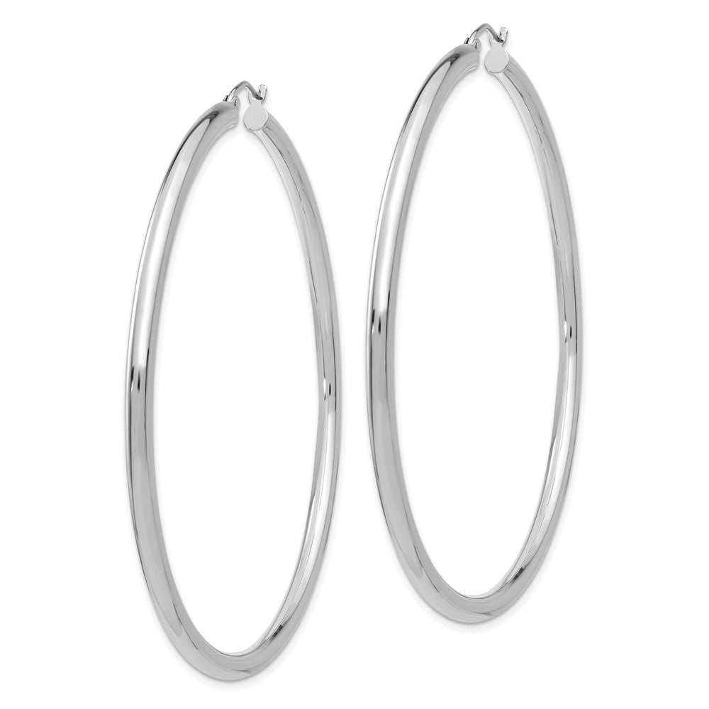 14K Weißgold Poliert 3mm Röhre Creolen