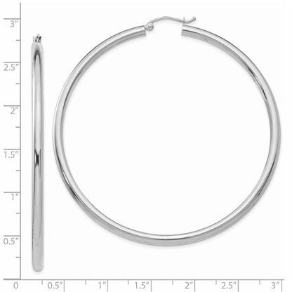 14K Weißgold Poliert 3mm Röhre Creolen