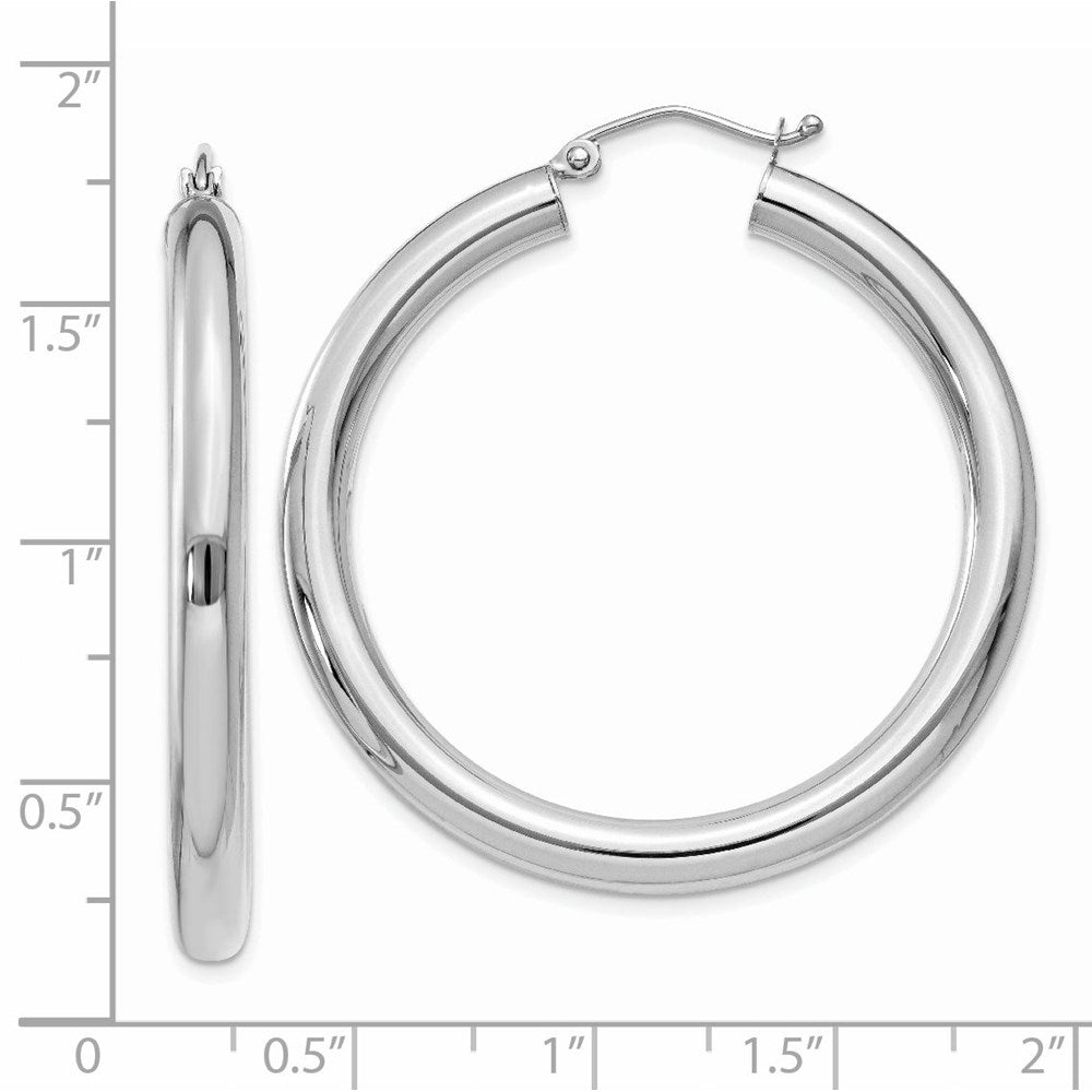 14K Weißgold Poliert 4mm Röhre Creolen