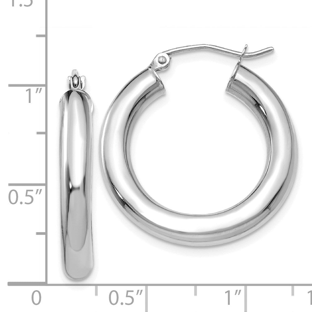 14K Weißgold Poliert 4mm Röhre Creolen