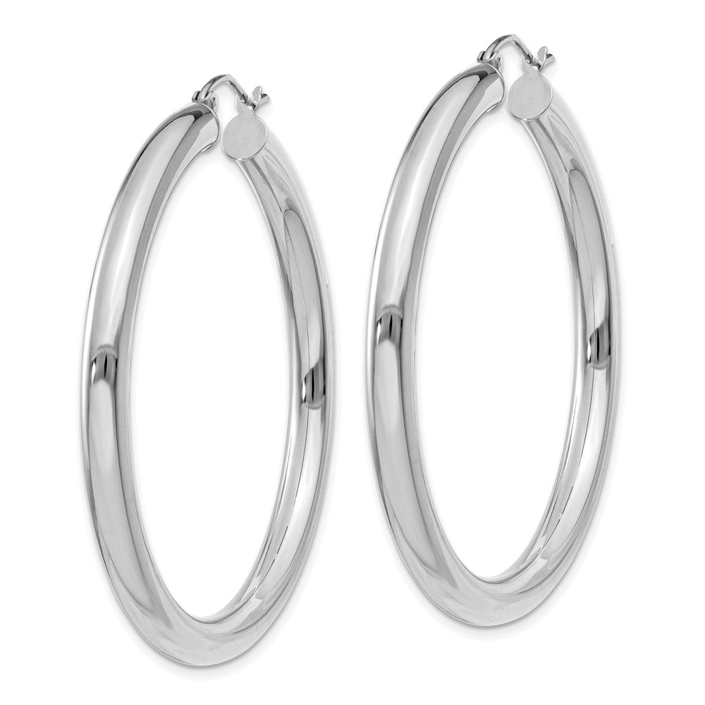 14K Weißgold Poliert 4mm Röhre Creolen