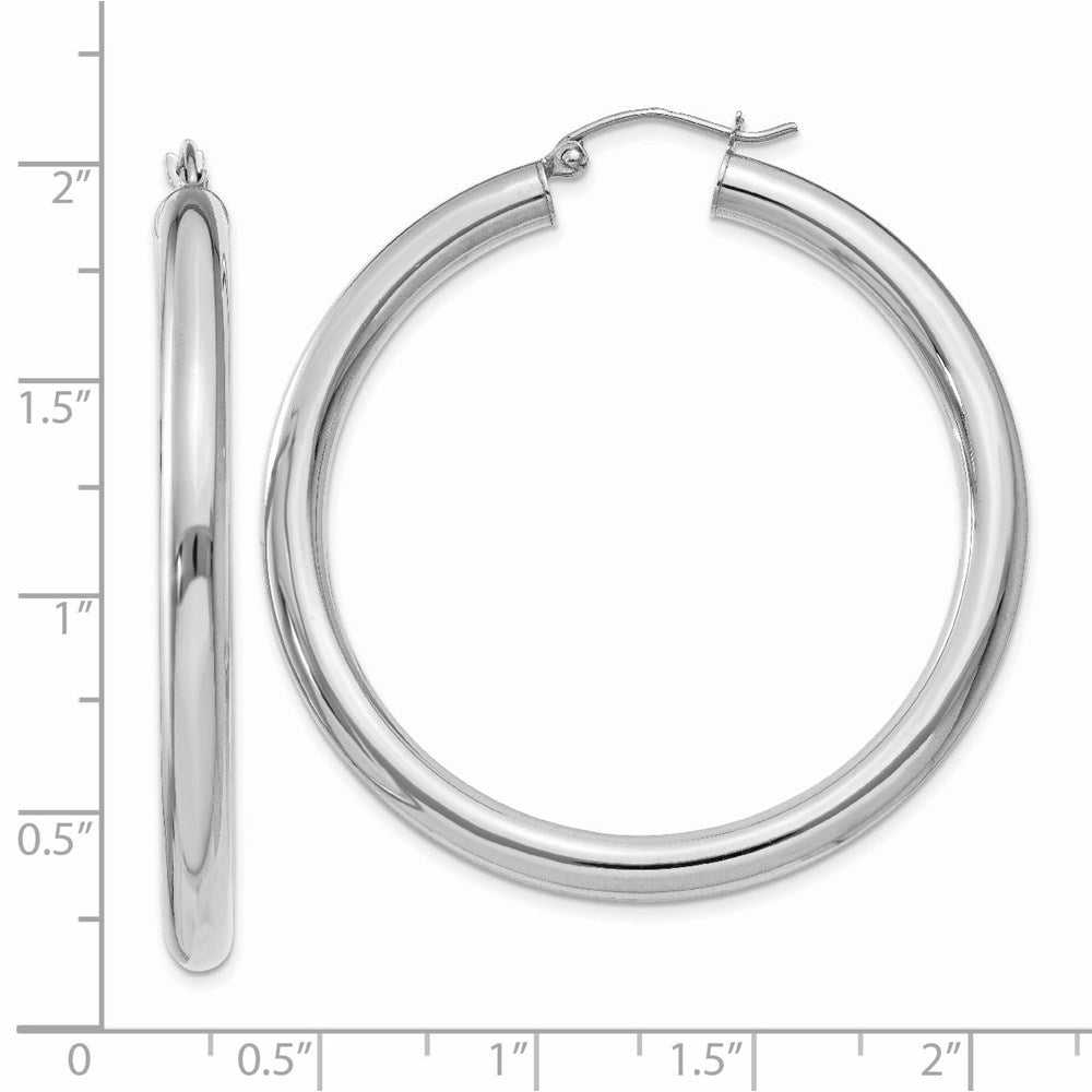 14K Weißgold Poliert 4mm Röhre Creolen