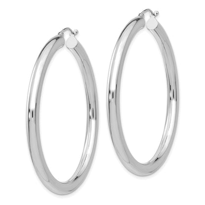 14K Weißgold Poliert 4mm Röhre Creolen