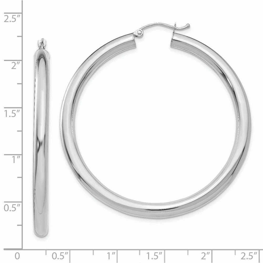 14K Weißgold Poliert 4mm Röhre Creolen
