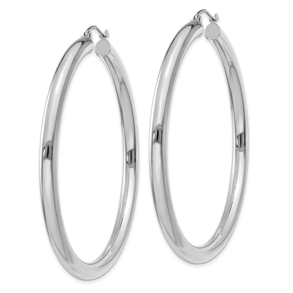 14K Weißgold Poliert 4mm Röhre Creolen
