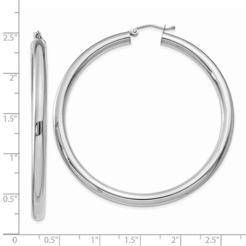 14K Weißgold Poliert 4mm Röhre Creolen