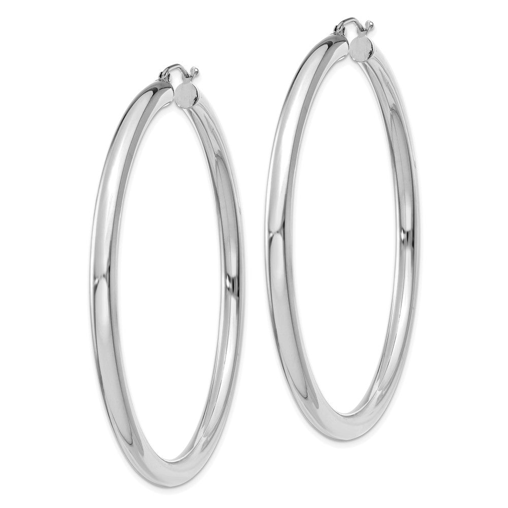 14K Weißgold Poliert 4mm Röhre Creolen