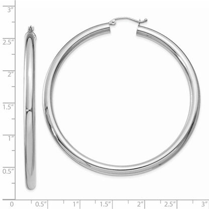 14K Weißgold Poliert 4mm Röhre Creolen