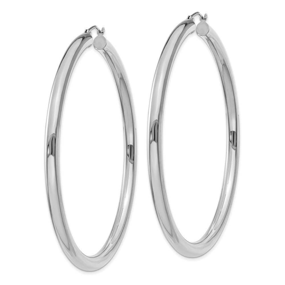 14K Weißgold Poliert 4mm Röhre Creolen