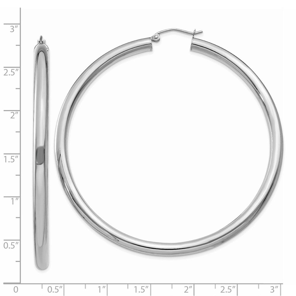 14K Weißgold Poliert 4mm Röhre Creolen