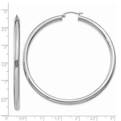 14K Weißgold Poliert 4mm Röhre Creolen