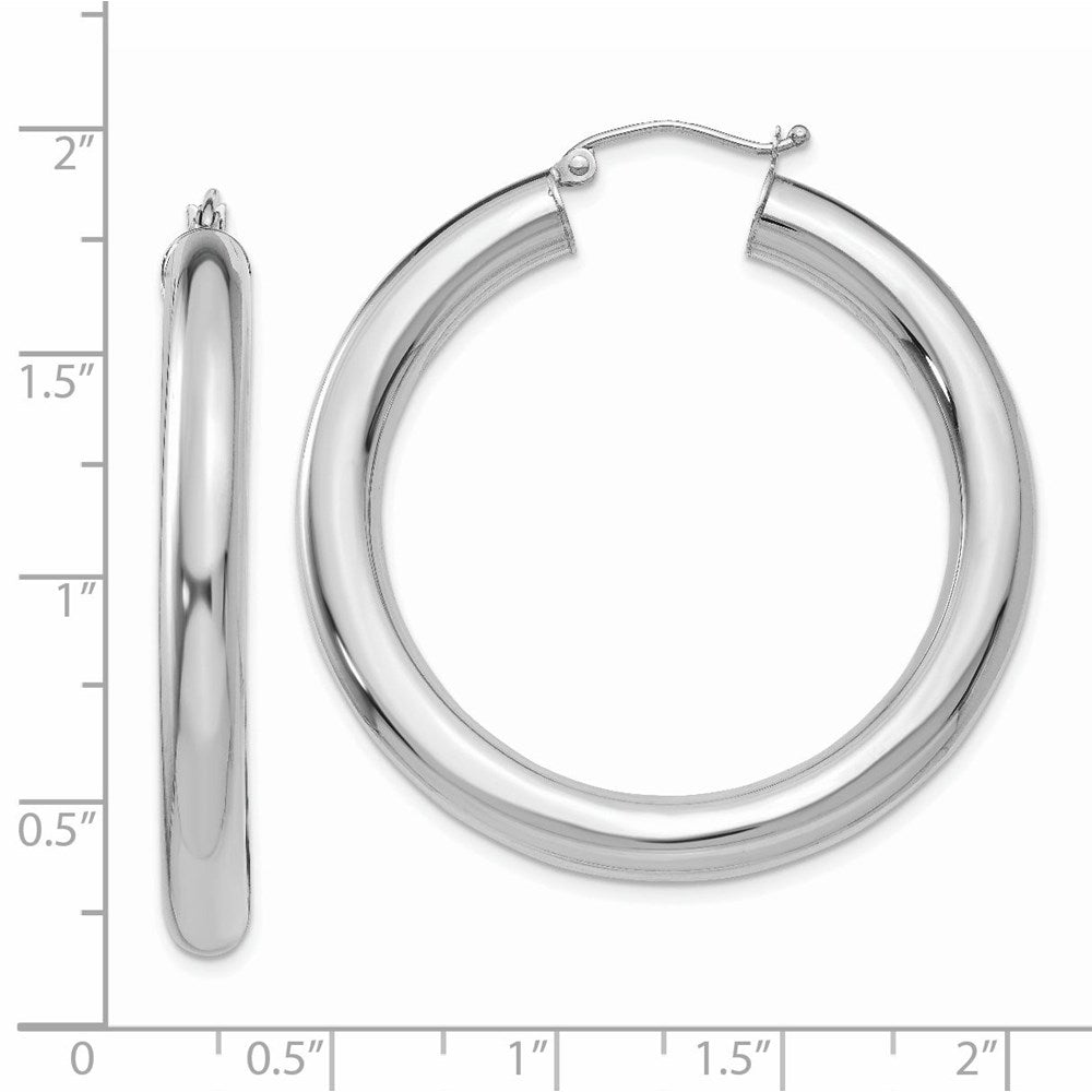 14K Weißgold Poliert 5mm Röhre Creolen