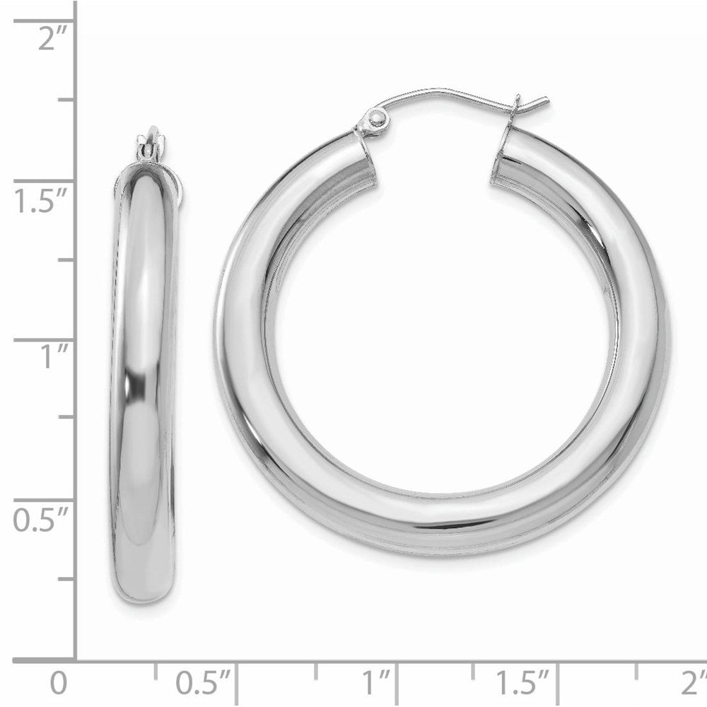 14K Weißgold Poliert 5mm Röhre Creolen
