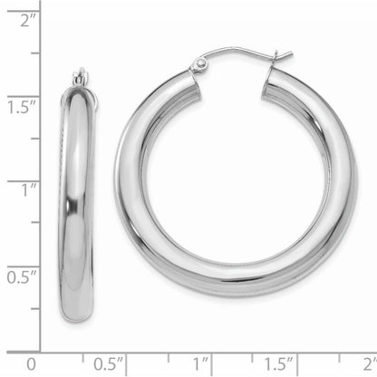 14K Weißgold Poliert 5mm Röhre Creolen
